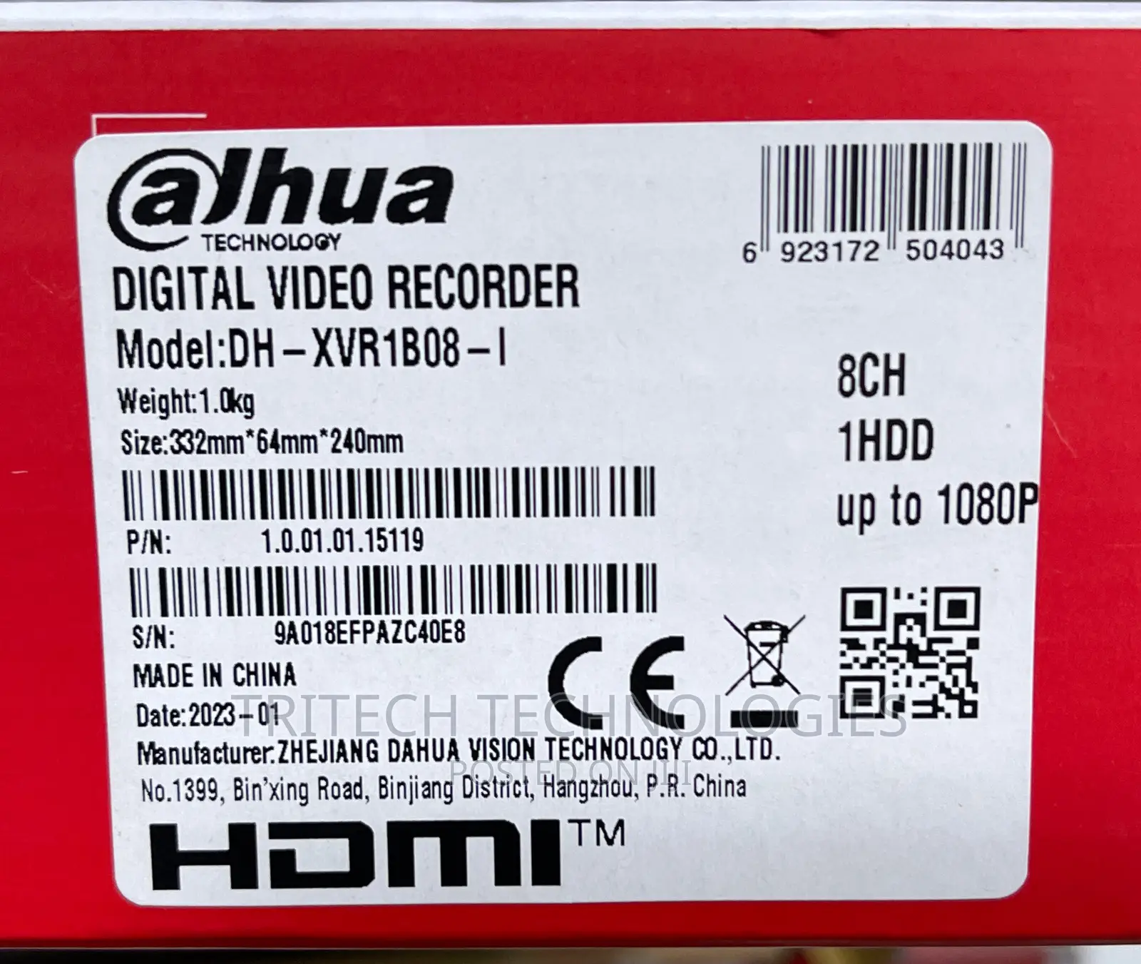 Dahua 8ch DVR 2mp