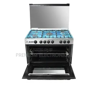 Nasco NASGC-LME90I 5 Burner Gas Cooker With Oven – Silver