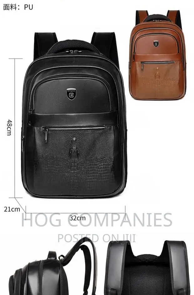 Classic Leather Backpack School Laptop Bag