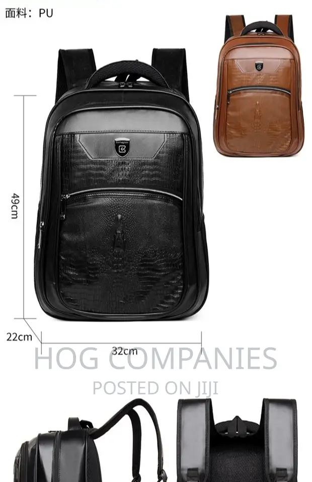 Classic Leather Backpack School Laptop Bag
