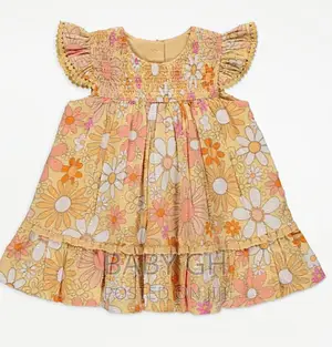 Orange Floral Print Woven Dress
