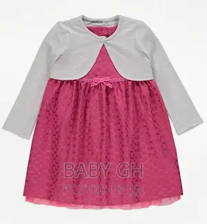 Pink Spotty Dress and Silver Cardigan Set