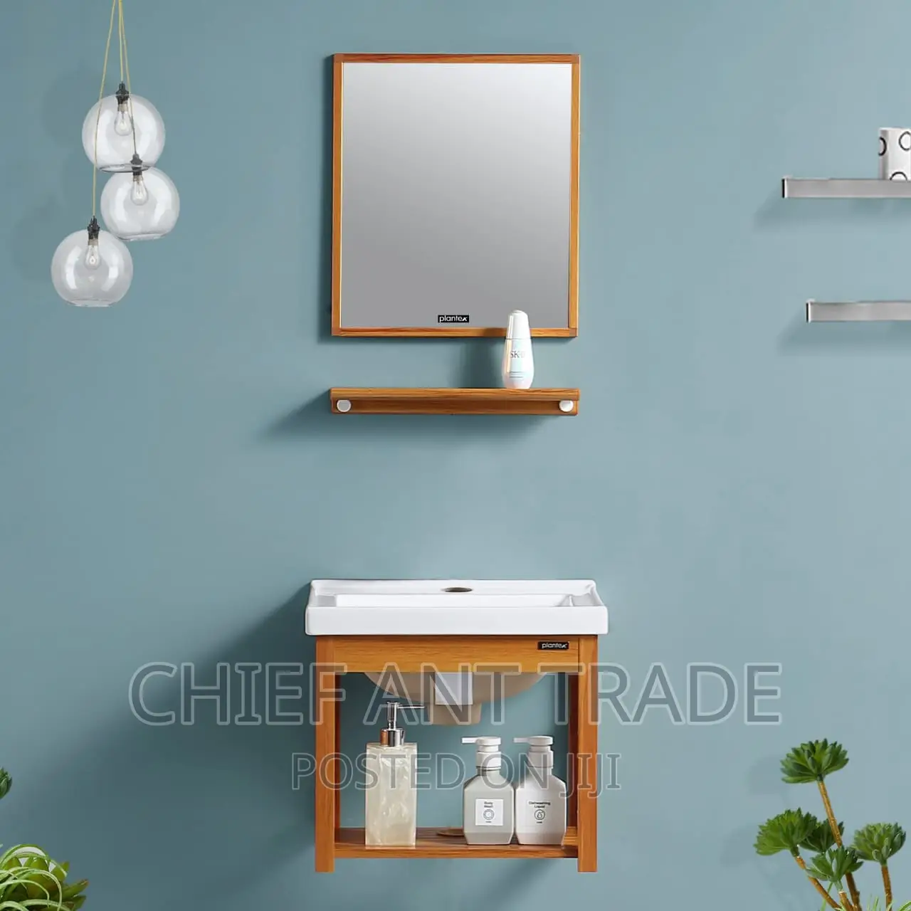 Cabinet Basin With Mirror- Brown