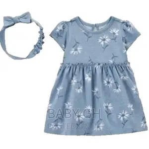 Carter's Girl's Blue Floral Sunsuit Headband Set(2PC)