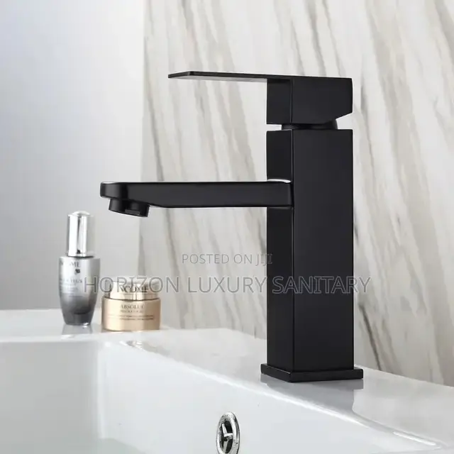 Black Square Basin Tap Hot and Cold Faucet Mixer