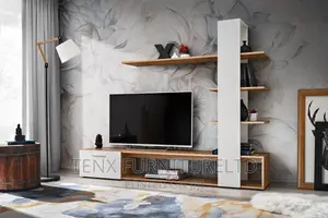 Tv Unit / Entertainment Unit (Offwite and Brown Colour)