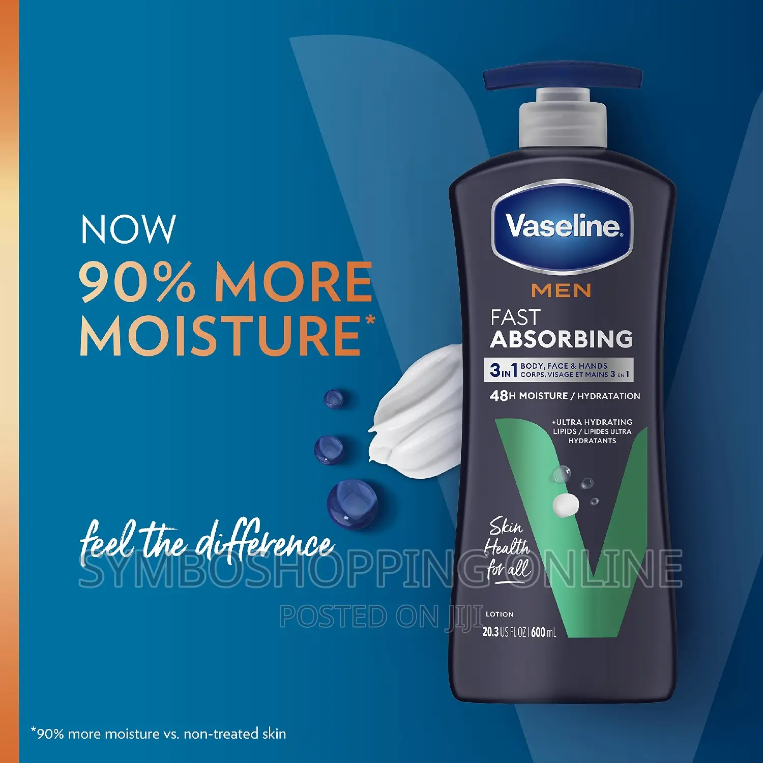 Vaseline Men Fast Absorbing Face, Hands Body Lotion 600ml