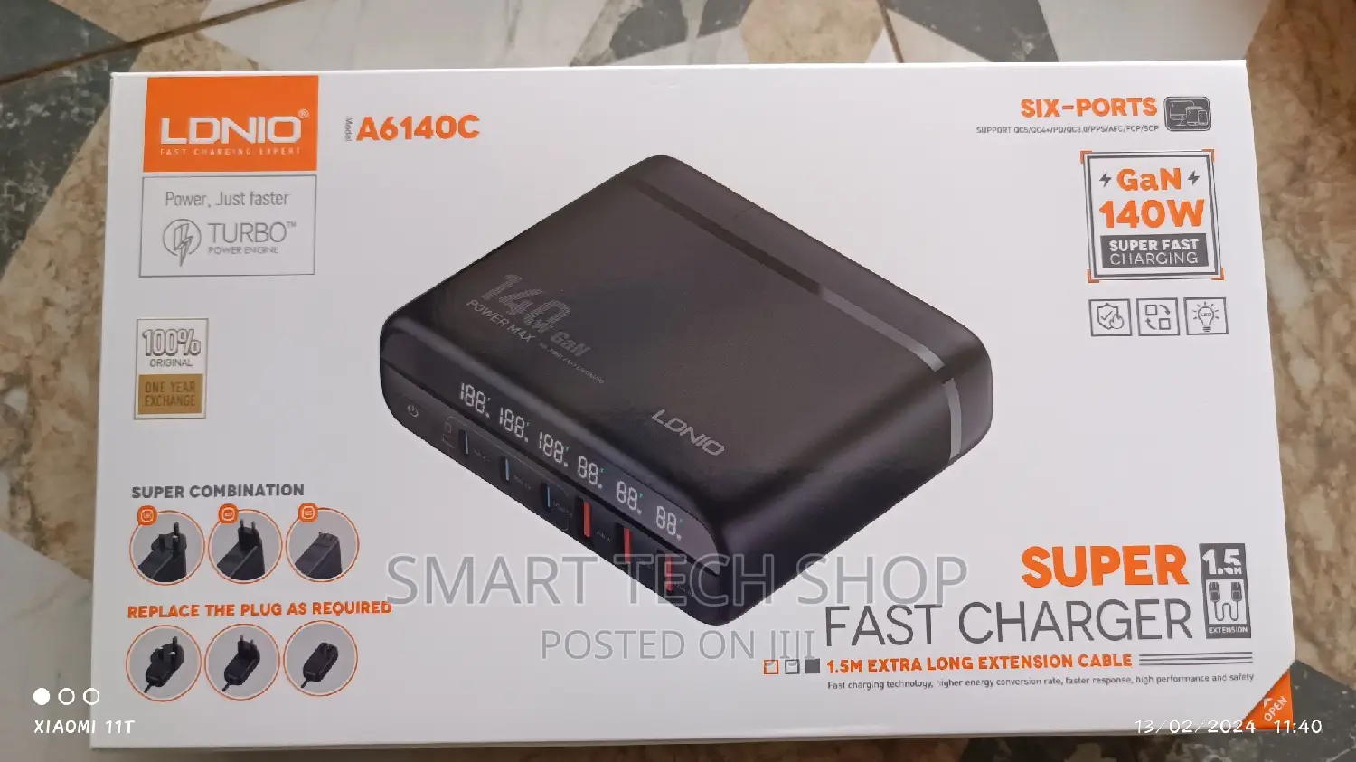 Ldnio140w 6 Port Pd Qc3.0 Gan Fast Charger for Laptop iPhone