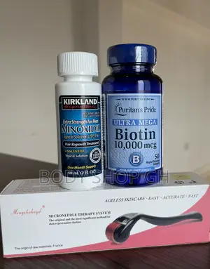 Kirkland Minoxidil +Derma Roller +Biotin -Beard and Hairline