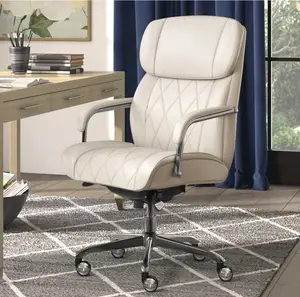 Sutherland Quilted Leather Office Chair, Light Ivory