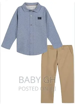 Calvin Klein Little Boy's 2-Piece Shirt and Pant Set