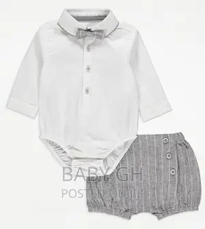 Cream Striped Woven Dungarees and Bodysuit Outfit