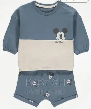 Disney Mickey Mouse Blue Sweatshirt and Shorts Outfit