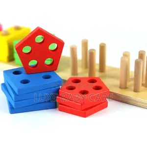 Shape Wooden Stacking and Sorting Geometric Blocks