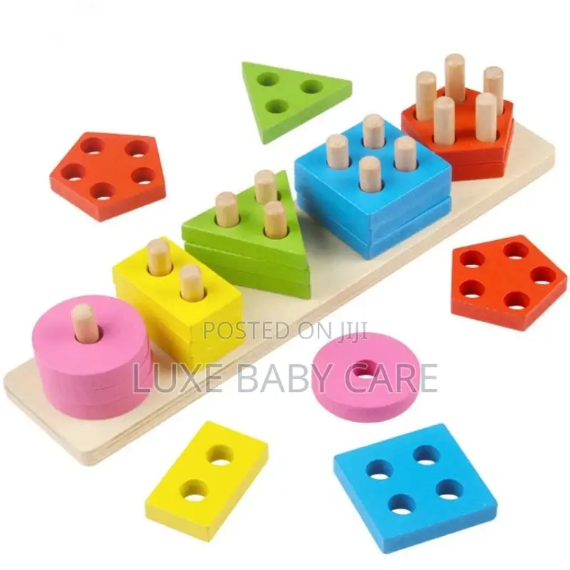 Shape Wooden Stacking and Sorting Geometric Blocks