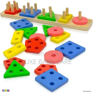 Shape Wooden Stacking and Sorting Geometric Blocks