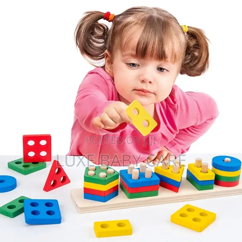 Shape Wooden Stacking and Sorting Geometric Blocks