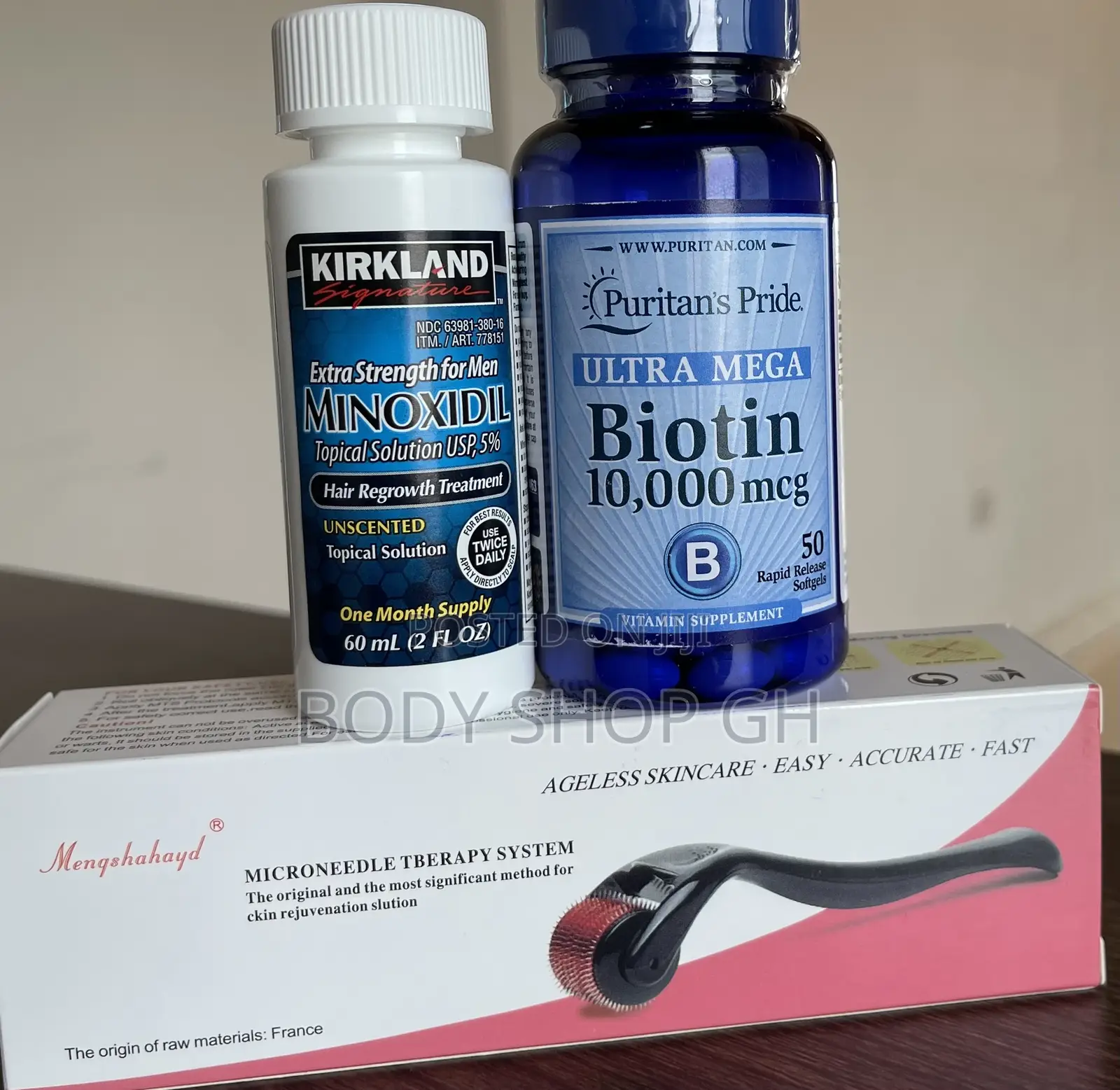 Kirkland Minoxidil + Biotin +Derma Roller Hair Regrowth Pack