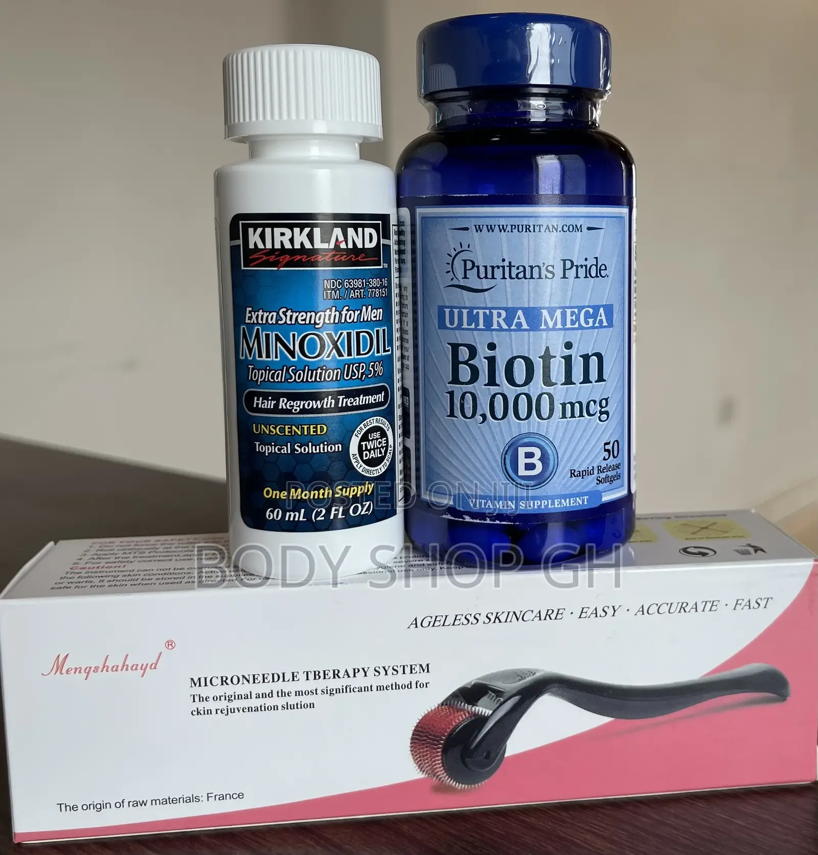 Kirkland Minoxidil + Biotin + Derma Roller Beard Growth Pack
