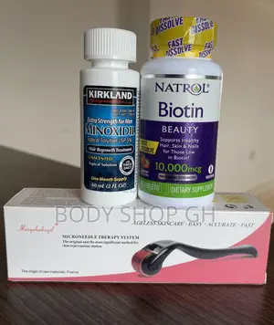 Hairline Regrowth Pack - Kirkland Minoxidil + Biotin +Roller