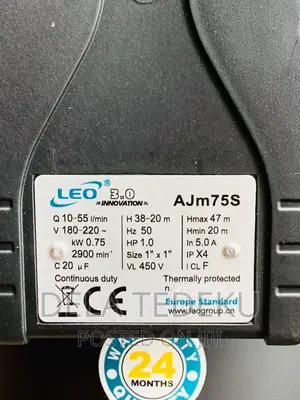 Leo 1.0hp Single Phase 230v 50hz Stainless Steel Water Pump