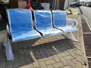 3 in 1 Waiting Metal Bench Chair in Blue Color.