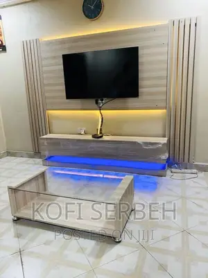 Original Led Wooden Tv Wall Unit With a Center Table