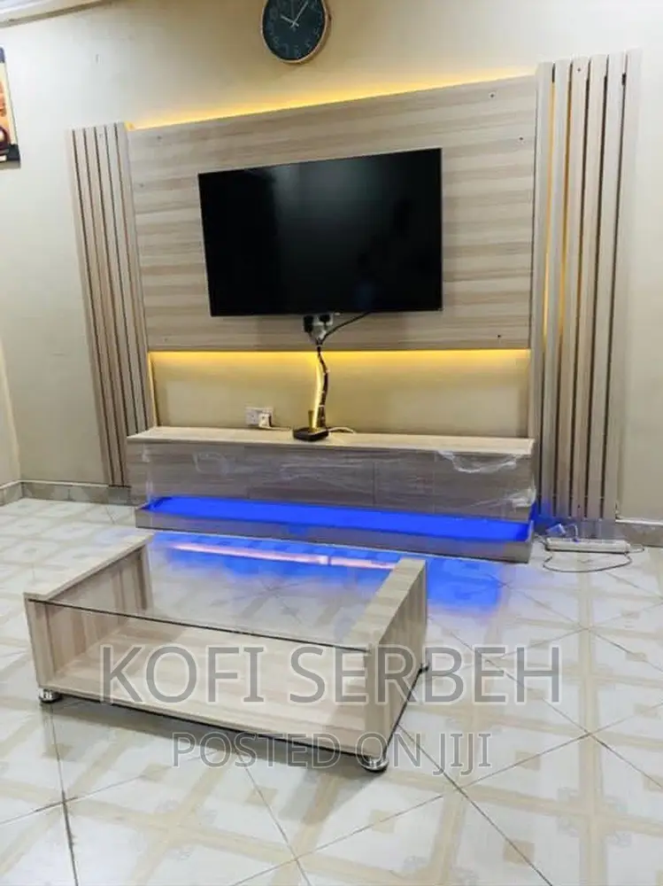 Original Led Wooden Tv Wall Unit With a Center Table