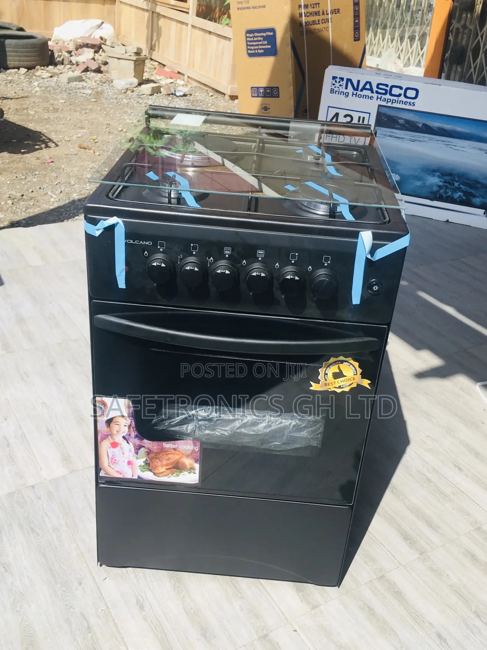 Oven With Grill 50x50 1 Electric 3 Gas Volcano Black Cooker