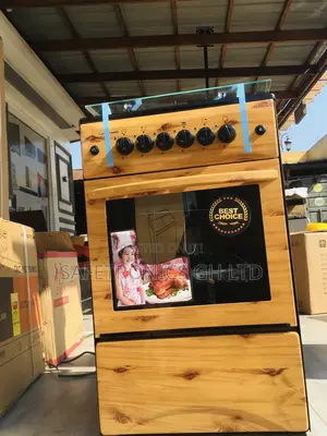Light Wooden Electric 4 Gas Cooker Oven With Grill Glass Lid