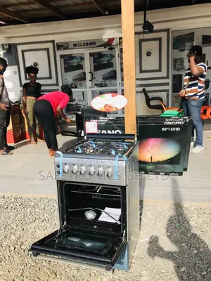 Gray Ferre 60x60 Oven With Grill 4 Gas Cooker Glass Lid