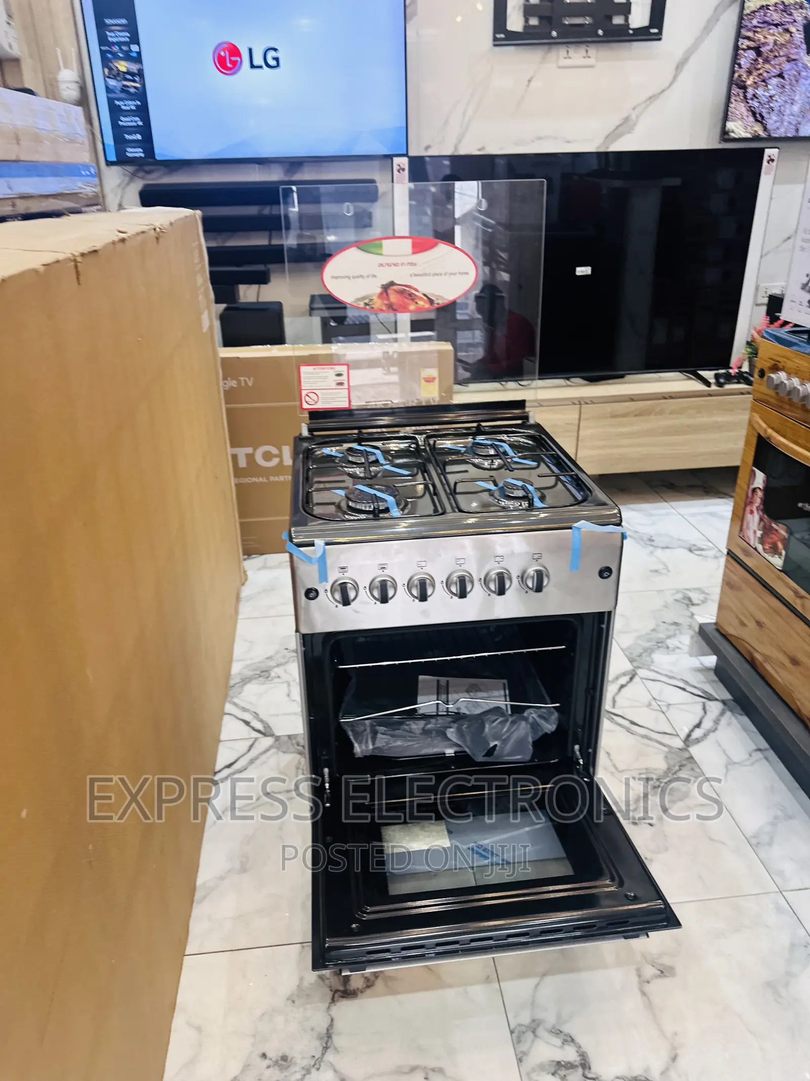 Perfect  Sleek Sliver Gas Cooker Oven Grill 4burner 60/60