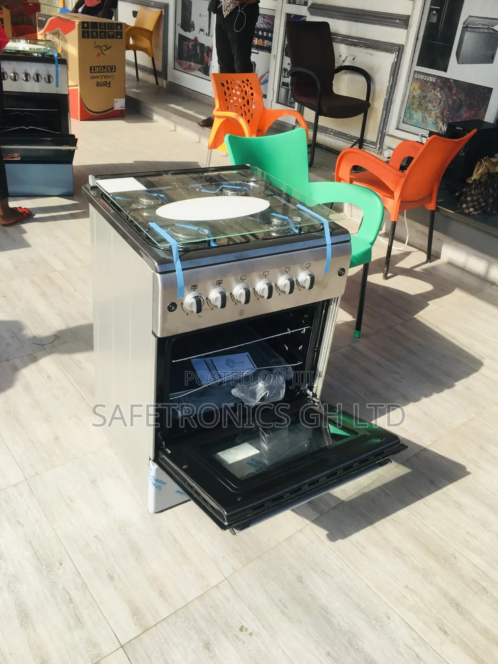 4 Gas Cooker Ferre Glass Lid Sliver Oven With Grill 60x60