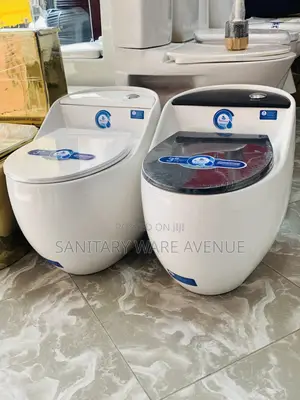 Egg Water Closet - White and Black Toilet Seat