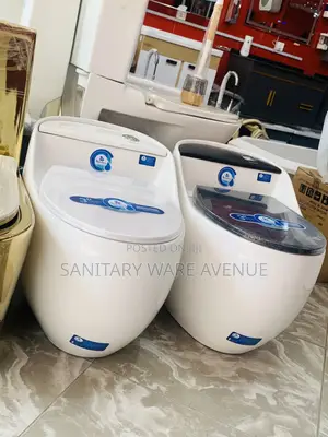 Egg Water Closet - White and Black Toilet Seat