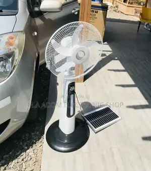 Energy Efficient Clinette Electric Fan + Solar Panel,White.
