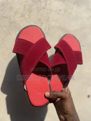 Red/ Burgundy Crossed Slippers