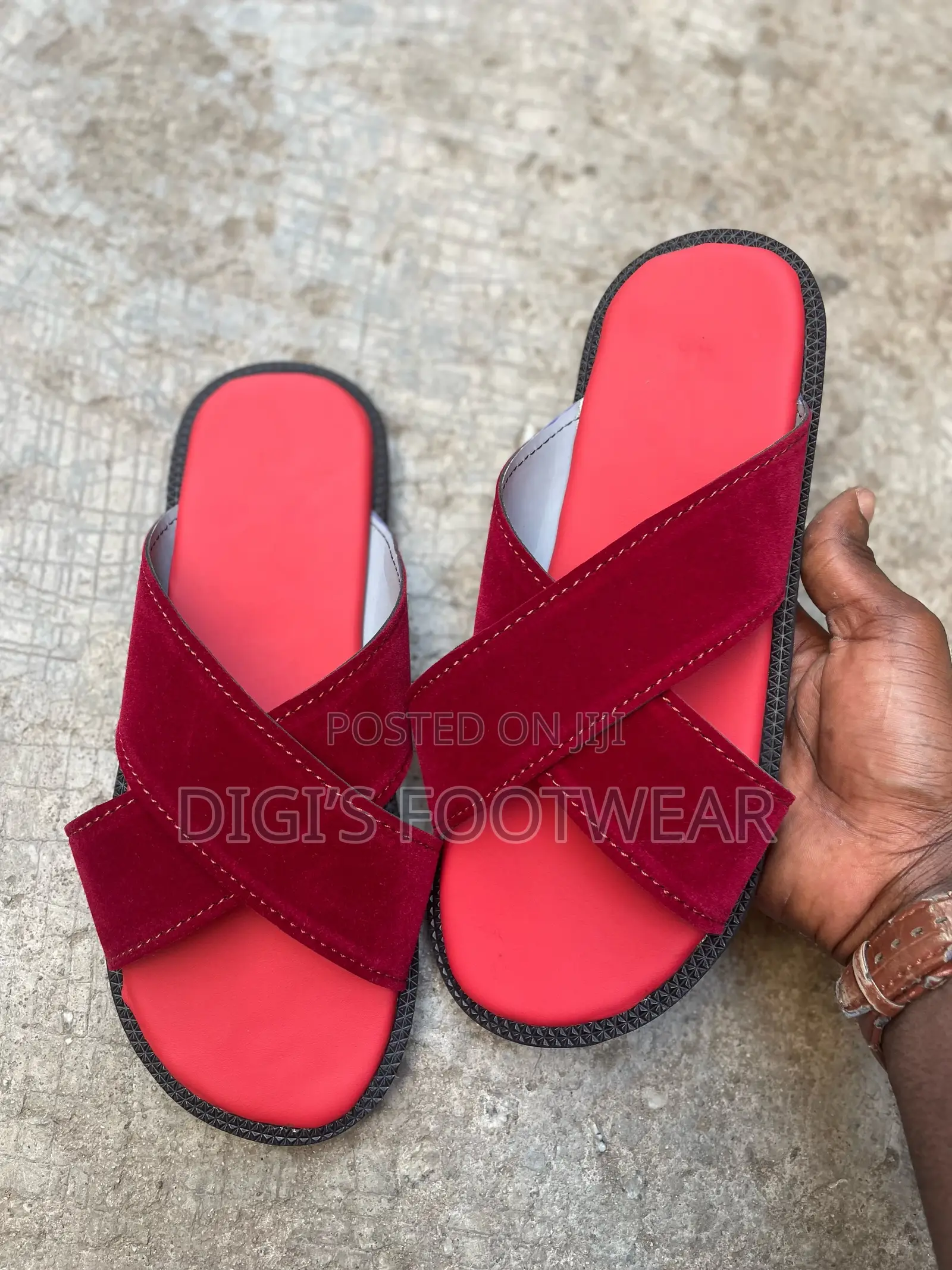 Red/ Burgundy Crossed Slippers