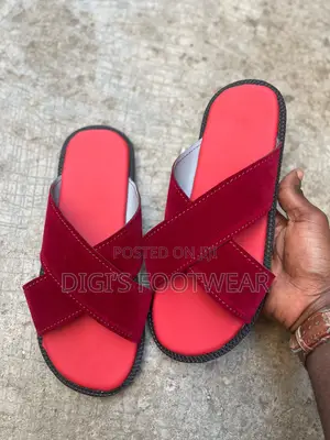 Red/ Burgundy Crossed Slippers