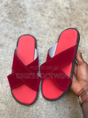 Red/ Burgundy Crossed Slippers