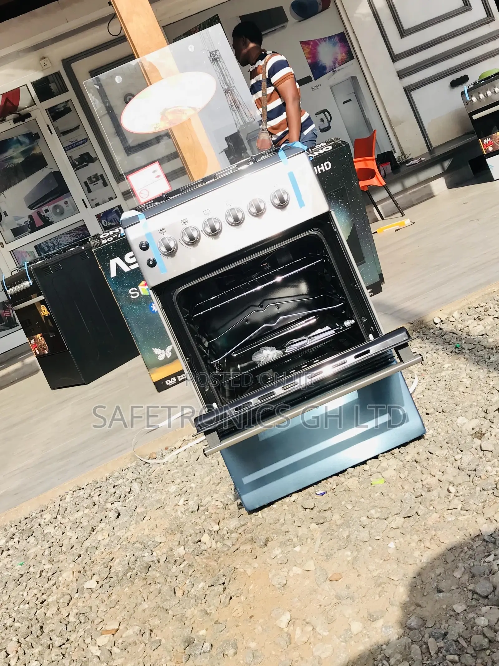 Oven With Grill 50x60 Gray Glass Lid 4 Gas Cooker Ferre