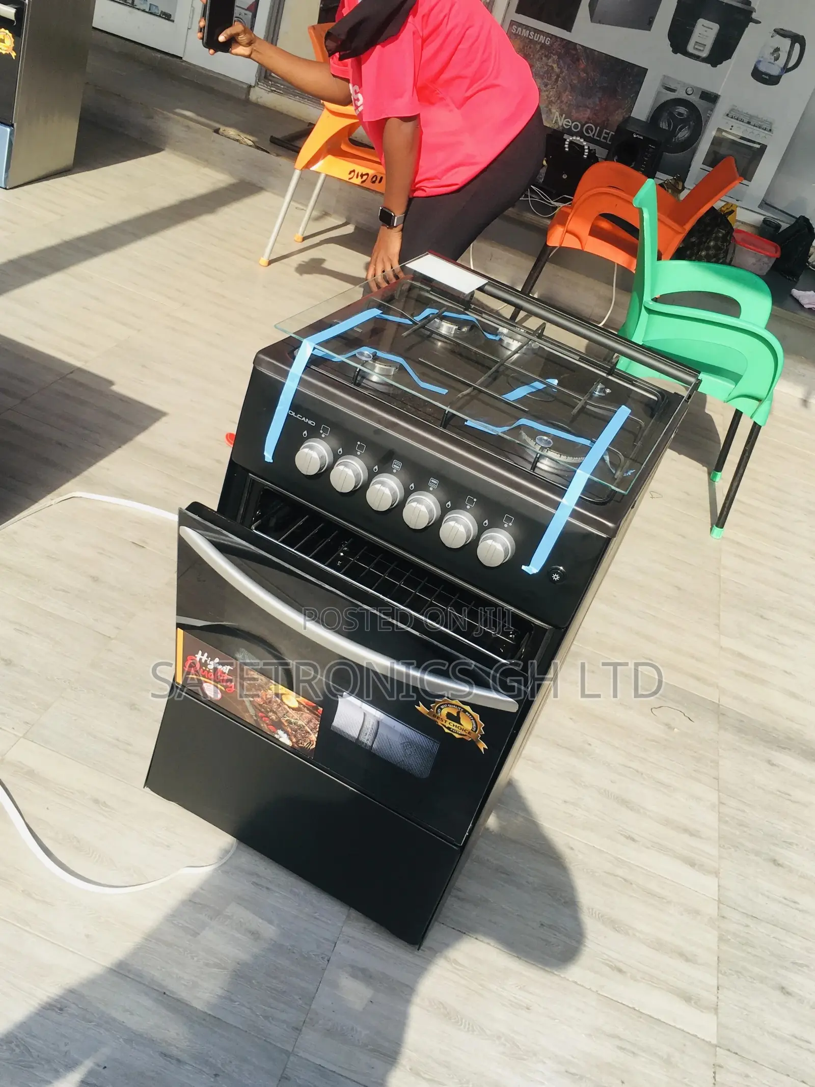 Black 4 Gas Cooker Oven With Grill 50x50 Volcano