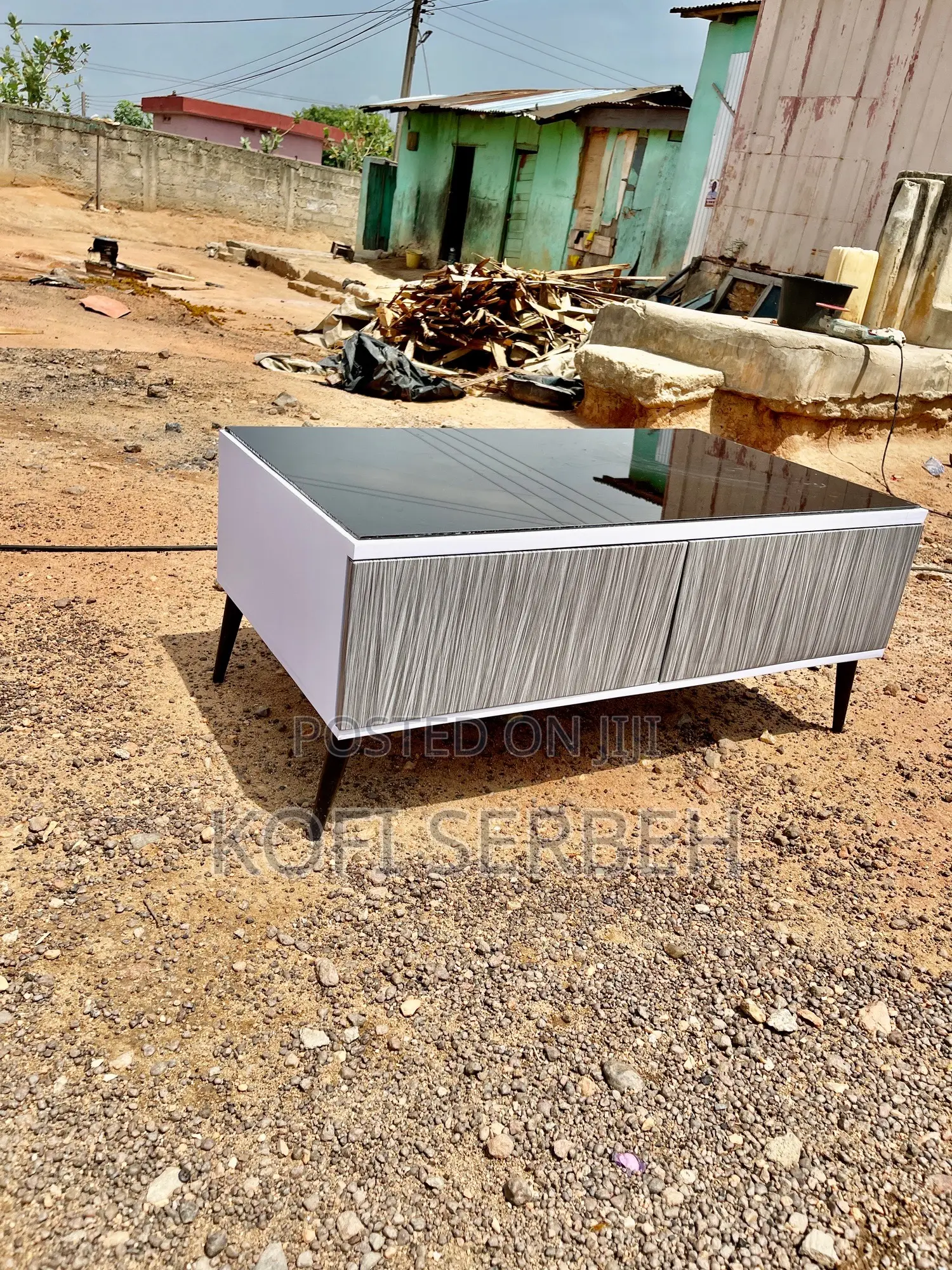 Wooden Center Table With Glass