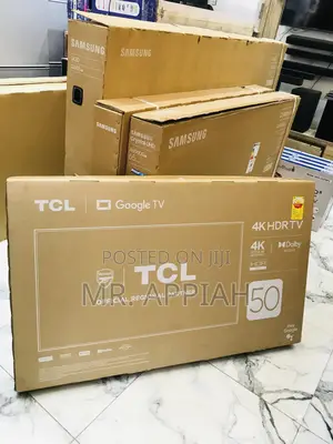 Elegant Black TCL 50P735 50 Inch Ultra HD Google Tv.