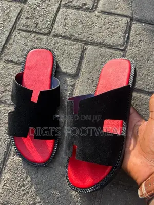 Black Hermes With Red Inner Slippers
