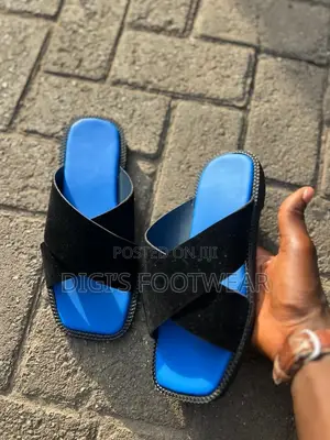 Squared Toe Blue Slippers