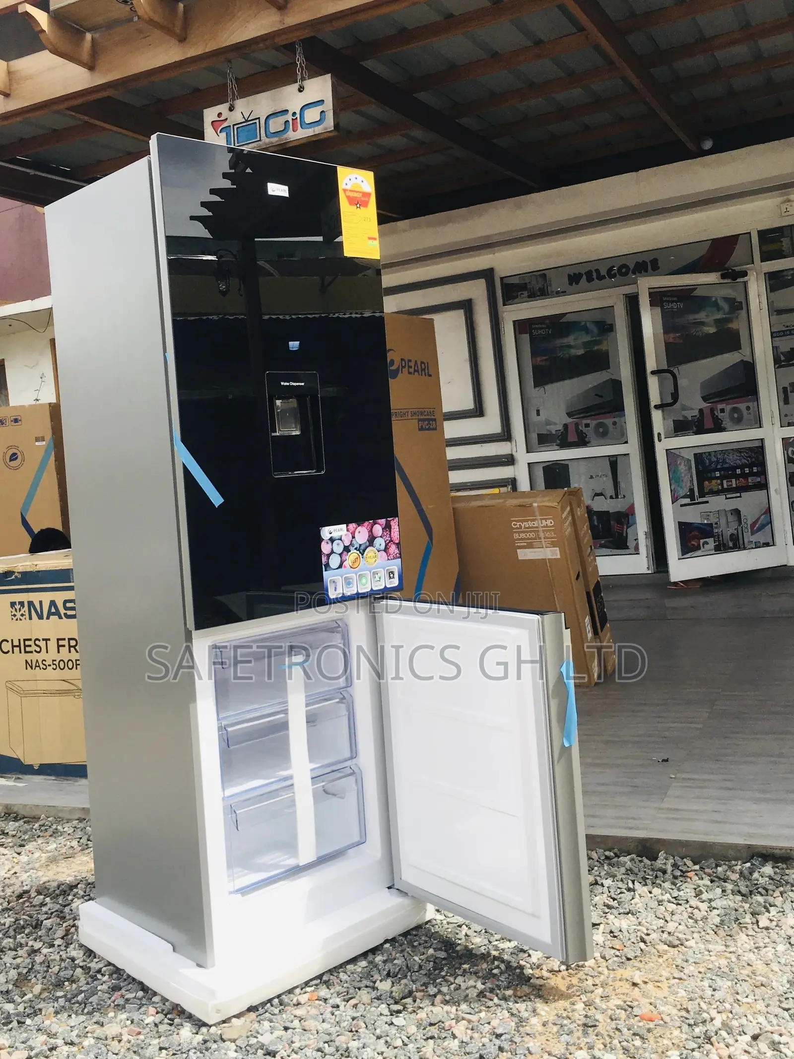 Bottomfreezer Pearl PF-400B Doubledoor 309L Glass Fridge