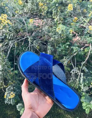 Blue Suede Crossed Slipper