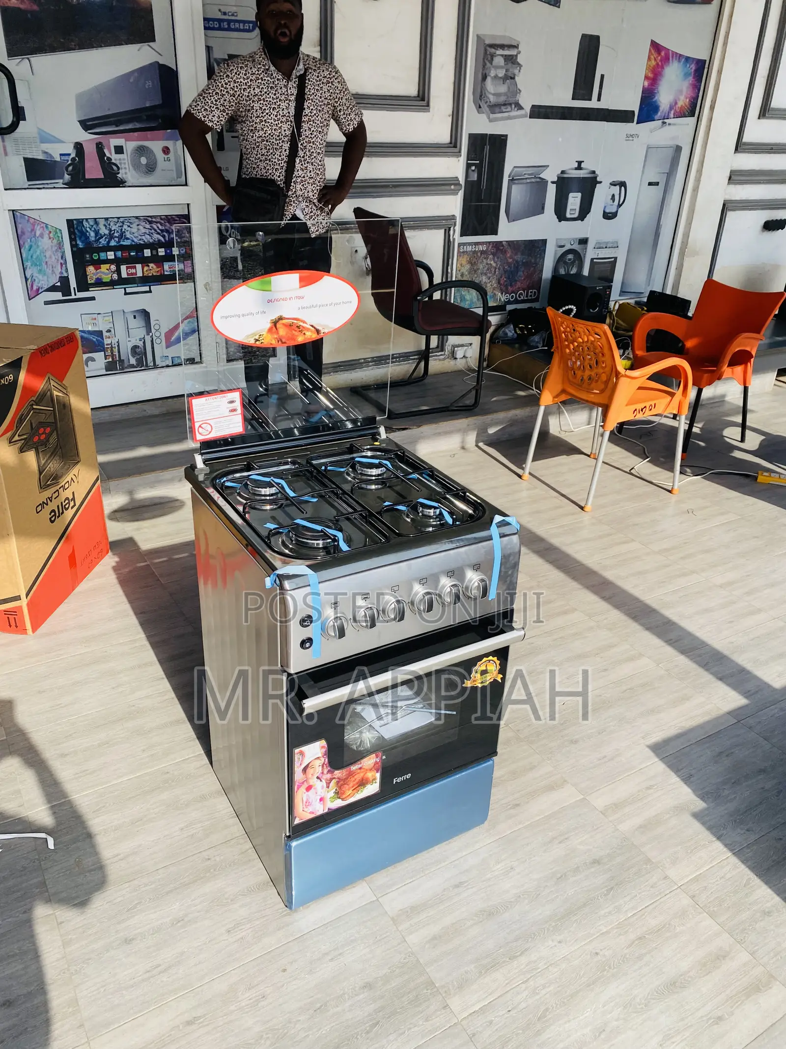 Authentic Ferre 50x60 Oven and Grill 4 Gas Burner(Gray).