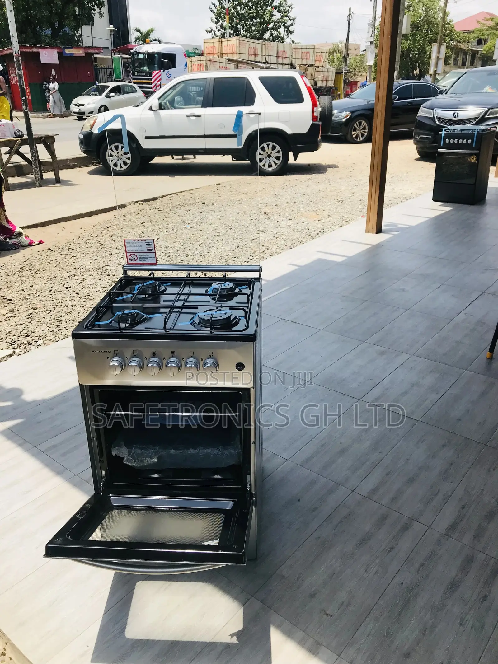 Gray Volcano 50x50 Oven With Grill 4 Gas Cooker Glass Lid